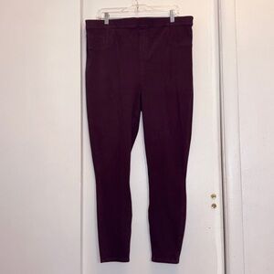 SPANX Women’s 2X Maroon Skinny Pants Stretch High Rise Pull‎ On